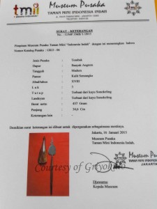 sertifikasi tmii tombak banyak angrem griyokulo