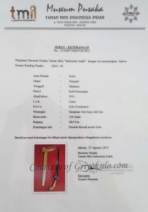 sertifikat keris pasopati