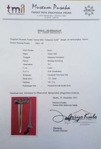 sertifikasi keris bonang rinenteng