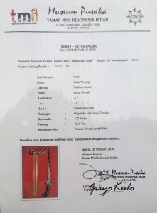 sertifikasi keris kara welang