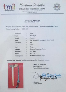 sertifikasi keris tilam