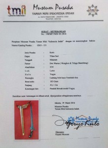 sertifikasi keris tilam sari HB