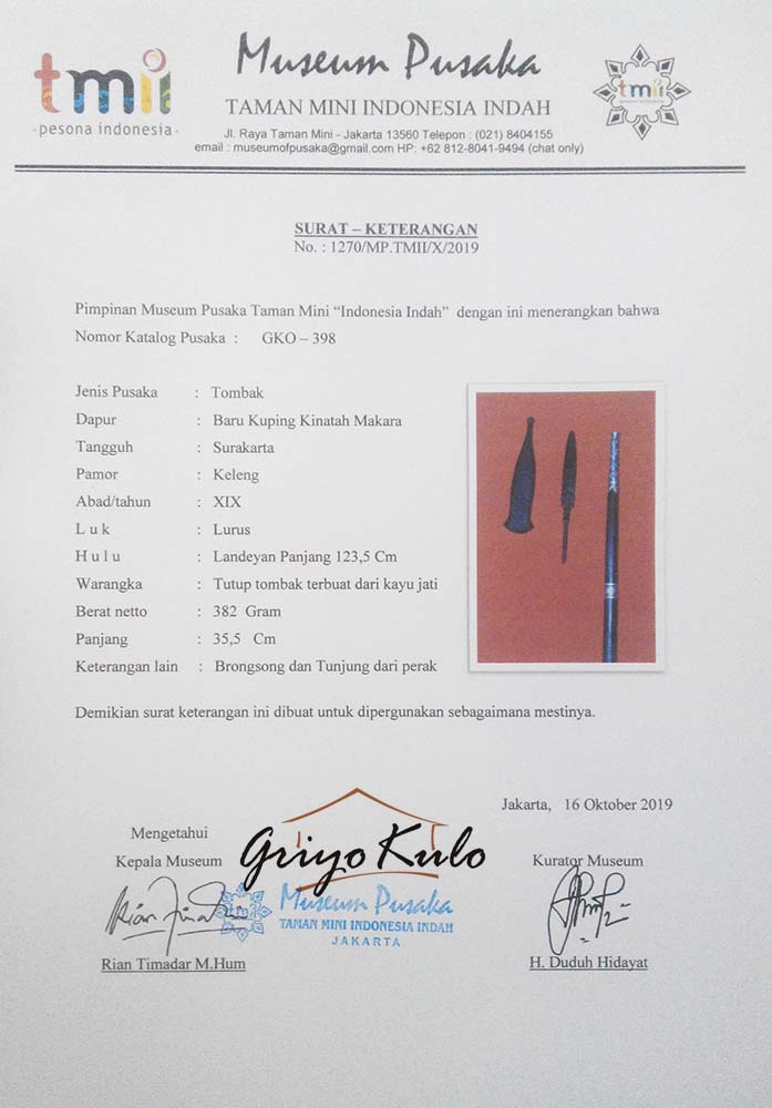 Tombak Pataka Makara Griyo Kulo